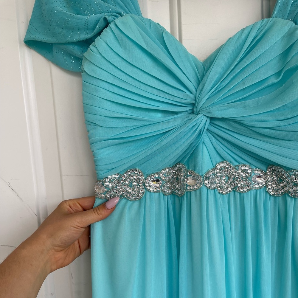Baby blue sparkly bridesmaids maxi dress - Picture 4 of 16